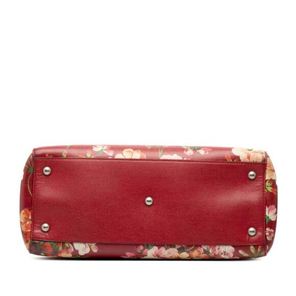 GUCCI Red Leather Bamboo Shoulder Bag - Picture 3 of 6